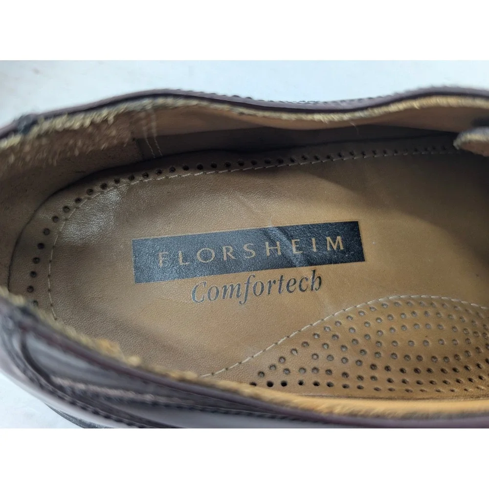 Florsheim Comfortech Oxford Shoes Mens Size 9M Burgundy Leather Cap Toe 30626